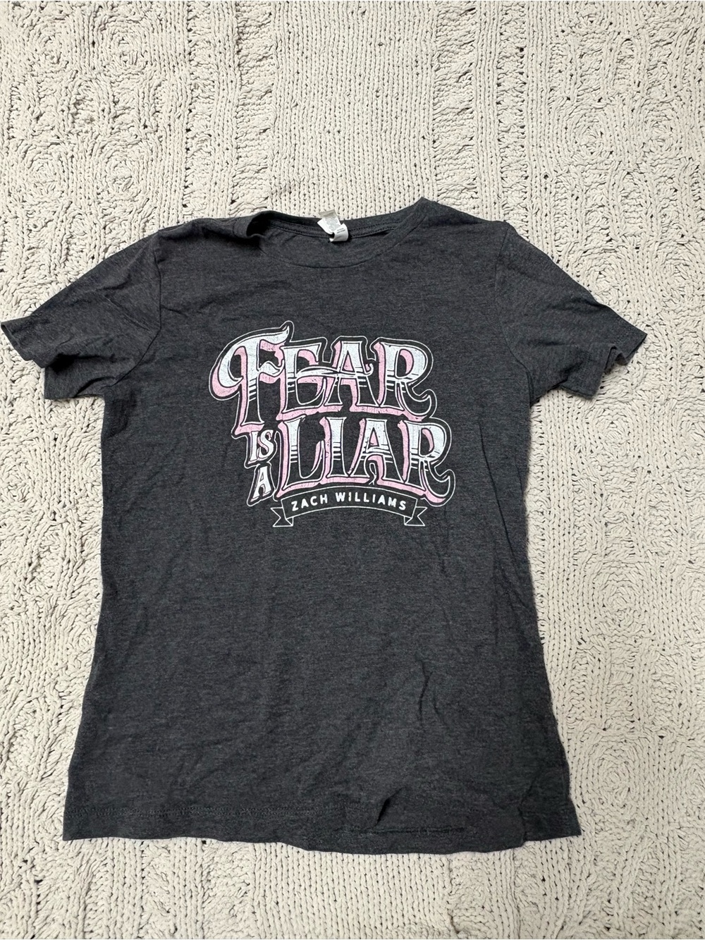 Bella Canvas Kids Short Sleeve Tee - Charcoal with Pink and White Graphic